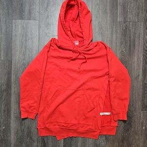 Free People Movement Hoodie Women XS Red Long Sweatshirt Side Slit Casual